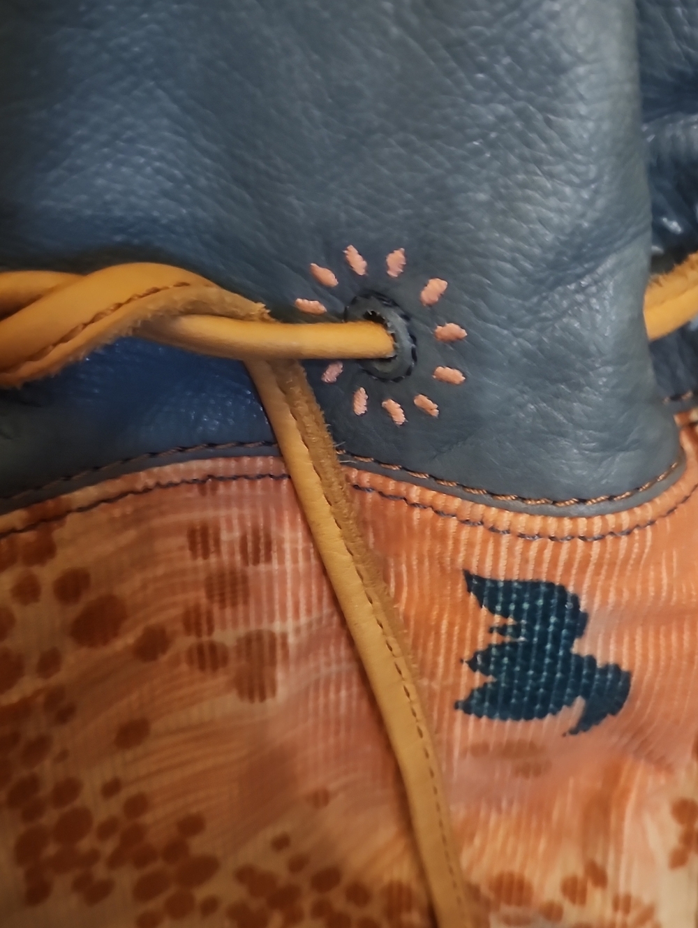 Lucky Brand Blue & Orange Floral Butterfly Drawstring Women’s Backpack - Picture 2 of 9